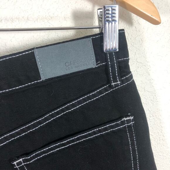 Carmar black distressed destroyed ripped hi rise waist button jean shorts NEW 25 - Picture 6 of 8